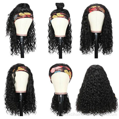 Virgin Cuticle Aligned Hair Headband Wigs For Black Women Natural Head band Wig Brazilian Water Wave Headband Wigs Human Hair